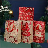 Gift Wrap Event Party Supplies Festive Home Garden Paper Christmas Bag Candy Cookie Present Wraps Elk Tree Tag Handväska Dåliga handtag Goo
