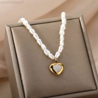 Baroque Pearl Necklace Heart Pendant Necklace For Women Stai...