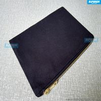 40pcs lot High Quality Metallic Gold Zipper Natural Canvas Key bag Black Cotton Cosmetic Bag Trendy Blank Makeup Bag For DIY Print183M