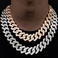 Catene di lusso bling strass di strasscola cutana a catena di collegamenti cubani per uomini donne hiphop ghiacciato girocollo quadrate gioielli di gioielli