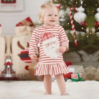 Girl's Dresses Toddler Girls Christmas Dress Santa Striped Print Tulle Dress+Headband Outfits Vestido Infantil