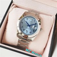 Famous Brand Arabic Numbers Stainless Steel Blue Dail Wristwatch day Watch Calender date Men Clock 40mm252T