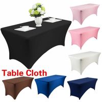 Table Cloth Rectangular Wedding Long Bar Elastic Stretch Spandex Cover Black White El Event Party Desk Cloth1