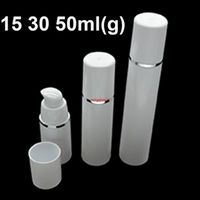 30pcs Airless Pump Bottle Plastic Container White Empty Cosmetic Bottles Cylindrical Refill Tubes Silver Line Cap 15ml 30ml 50mlsh237G