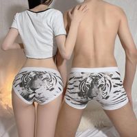 Underbyxor par trosor Set Cotton Boys Girls Fashion Men's Boxers Women's Briefs Valentine Gift Animal Tiger Print Underwear 1st