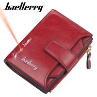 Customized Women Wallets Name Engraving High Quality Short Card Holder Female Purse Coin For Girl 220421