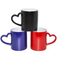 Leere Kaffeetassen 11 Unzen Keramikfarbe Wechseln von Sublimation Becher Blanks mit Herz Händel für DIY Glossy