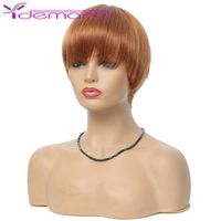 Short Pixie Cut Wig Tiger Skin Straight Brazilian Remy Hair Machine Made 100% Human Hair For Women Wigs