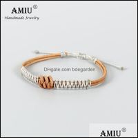 Bracelets de charme bracelets à la main réel en cuir réel étanche du fil de cire imperméable Bracelet Bracelet pour femmes hommes tissés tissés Dro Bdegarden Dhjyf