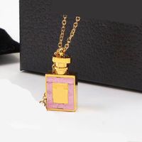 Высококачественные женские дизайнерские серьги ожерелье титановое стальное роскошное стиль розовые розовые алмазы духи бутылка Любовь подвесные модные украшения оптом
