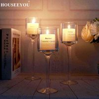 3PCS Set Crystal Candle Holder Glass Candles Candleholder Wedding Ideas Romantic Home Bar Party Decoration Ornaments Candlestick H220419