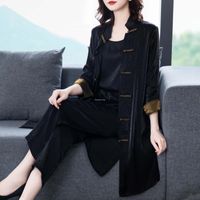 Etnik Giyim 2022 Çin Tang Suit Hanfu Klasik Stil Gelin Giysileri Geleneksel Kadın Evlilik Cheongsam+Pantolon Set Zarif Qipao