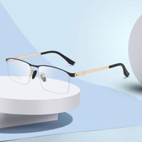 Güneş Gözlüğü Yarım Çelenksiz Optik Gözlük Tarifli Mavi Işık Engelleme Gözlükleri Erkekler Reçete Gözlük Titanyum Alaşım 6105Sunglas