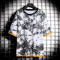 Herren-T-Shirts Sommer Hip-Hop Herren-Tie-Shirt T-Shirt Lose mehrfarbigem Boden Hemd rundes Hals kurzärmelig T-Shirtmen's