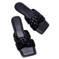 Slippers 2022 Summer New Fashion Flat Bottom Rattan Cross Strap Sandals Huidong Size 220606