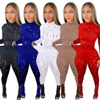 Sexy Hollow Out Two Piece Pants Set Designer Tracksuits Wome...