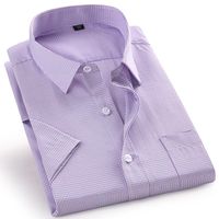Men's Casual Shirts High Quality Short Sleeve Summer Mens Dress Plaid Shirt Male Regular Fit Blue Purple 4XL 5XL 6XL 7XL 8XL Plus Size Shirt