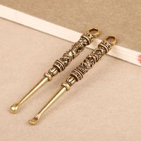 6 Chinese Style Wax dabber tools metal gold brass mini dab tool stick spoon earpick ear pick cleaner for vape tank cleaning dragon and phoenix lotus hand