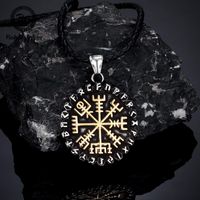 Pendant Necklaces Classic Norse 24 Runes Viking Compass Mens...