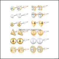 Charm Earrings Jewelry Set Simple Clip Square Zircon Peach H...