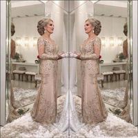 2018 Luxury Mother Of The Bride Dresses Long Sleeves Crystal Beaded Mermaid Lace Applique Plus Size Party Evening Wear Wedding Gue224e