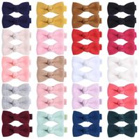 Children's hair accessories woolen fabric solid color bow hairpin sweet girl versatile hairpin 2524