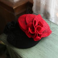 Pure Wool Felt Fascinator for Wedding Headpieces Cocktail Party Hair Accessories olid Beret Hat Hostesses Cap Special Occasion Hair Jewelry