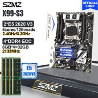 SZMZ X99 S3 Gaming Motherboard LGA2011 V3 Set with XEON E5 2620V3 CPU 32GB DDR4 RAM Assembly Kit Support NVME USB3.0 Turbo boost