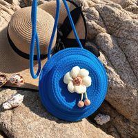 Akşam çantaları yuvarlak plaj çantası sevimli el yapımı dokuma omuz kadın pamuk kumaş örgü çanta şapka şekli tasarım boho çapraz cüzdan çantası