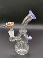 Mini 5.5 inch Purple Glass Water Bong Hookahs Oil Dab Rigs Smoking Pipes with female 14mm joint