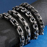 Gothic Skull Heads Bracelet For Men 316L Stainless Steel Skeleton Charm Link Chain Mens Bracelets 23CM Long Male Biker Jewelry1273u