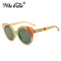 Sunglasses WHO CUTIE 2021 Glitter Round Cat Eye Brand Designer Women Vintage Snap Stylish Lady Cateye Sun Glasses Shades OM742264k