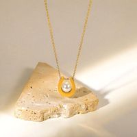 Ketten uworld 18K Gold plattiert Linkkette Perle Anhänger Halskette Geschenk Edelstahl U geformt für Womenchains