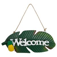Décoration de fête Signe de bienvenue Iron Art Feuille en forme de pendentif Ananas Plaque suspendue pour la plaque de porte du club de pub à domicile Haning