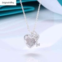 Love Key herzförmige Diamant -Anhänger Halskette