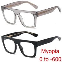 Солнцезащитные очки Большие квадратные миопийские бокалы для чтения мужчин Женщины дизайнер бренд Vintage Негабаритные очки рамы близости от 0 до -6.0269i