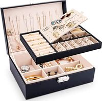 Jewecy Box de gran capacidad PU Organizador de cuero de cuero Multifunción Collar de collar de arete Case de almacenamiento para mujeres para mujeres