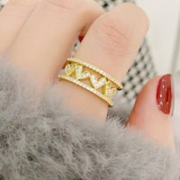 Cluster -Ringe plattierte goldene Doppelschichten glänzen Liebesherzring für Frauen elegante Mikro eingelegtes Kubikzirkon Charm Bague Anillos Anhänger Giftcl