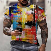 Herren-T-Shirts Sommer Herren-T-Shirt Vintage abstrakte Mosaik 3d Fashion Printhip Hop Crew Hals und übergroß für Bekleidungsmänner