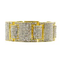 14k Gold Silve Iced Out Simulated Diamond Micro Pave Bling Bling Hip Hop Bracelet for men225y