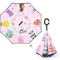 Umkehrende Regenschirme Griff Umkehrkind Kinder Winddicht auf den Kopf draußen Regenregen Regenschirm Mädchen Jungen BHE14103