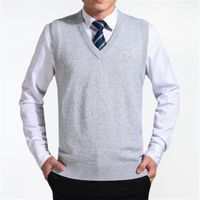 2018 gray New Arrival Solid Color Sweater Vest Men Cashmere Sweaters Wool Pullover Men Brand V-Neck Sleeveless Jersey303U