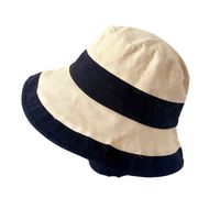 Chapéus de aba larga Sun Summer Sun for Women Dobável Cotton Bucket Brand Edge Beach Dome Patchwork