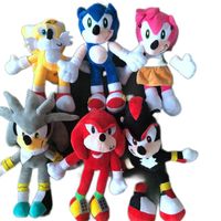 Muñecas de felpa 28 cm Hedgehog Sonic Tails Knuckes The Echidna Animales rellenos Juguetes Plush