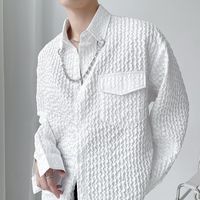 Chemises occasionnelles de Hommes Syuhgfa 2022 Automne Turn Collier Jacquard Chemise à manches longues pour Hommes Single poche Loose Tops Vêtements