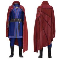 Delux Adult Kids Doctor Strange Come Dr Cosplay Jumpsuit Blue Heavy Beamsuit و Red Cloak Full Halloween L220714