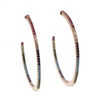 rose gold color top quality 45mm colorful cz hoop multi color stone Romantic Chic gorgeous women ladies rainbow hoop earring279o