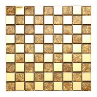 Wall Stickers 10pcs / Box Metal Glass Mosaic Tile TV Background Porch Living Room European Style Golden Mirror Surface Sticker