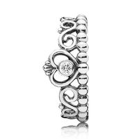 NEW 925 Sterling Silver Princess crown RING Set Original Box for Pandora NEW Fashion CZ Diamond Wedding Gift Ring for Women249S