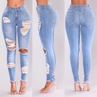 Женские джинсы иностранные знаменитости Слим вписывается в отверстия Экспорт кисточки для ног рта штаны Торгинга в Интернете